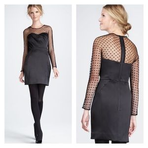 Milly Size 10 Illusion Sleeve Satin Sheath Dress NWOT